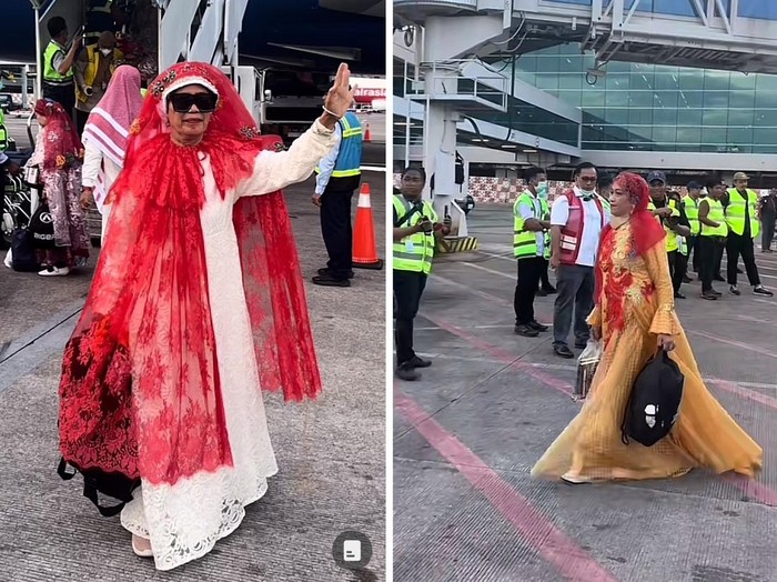 Ibu Ibu Haji Tampil Glamor Usai Pulang Haji