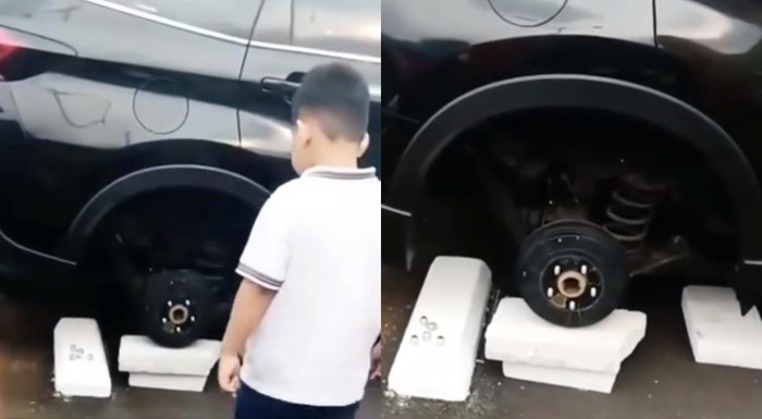 Pencurian Ban dan Pelek Mobil di Rest Area